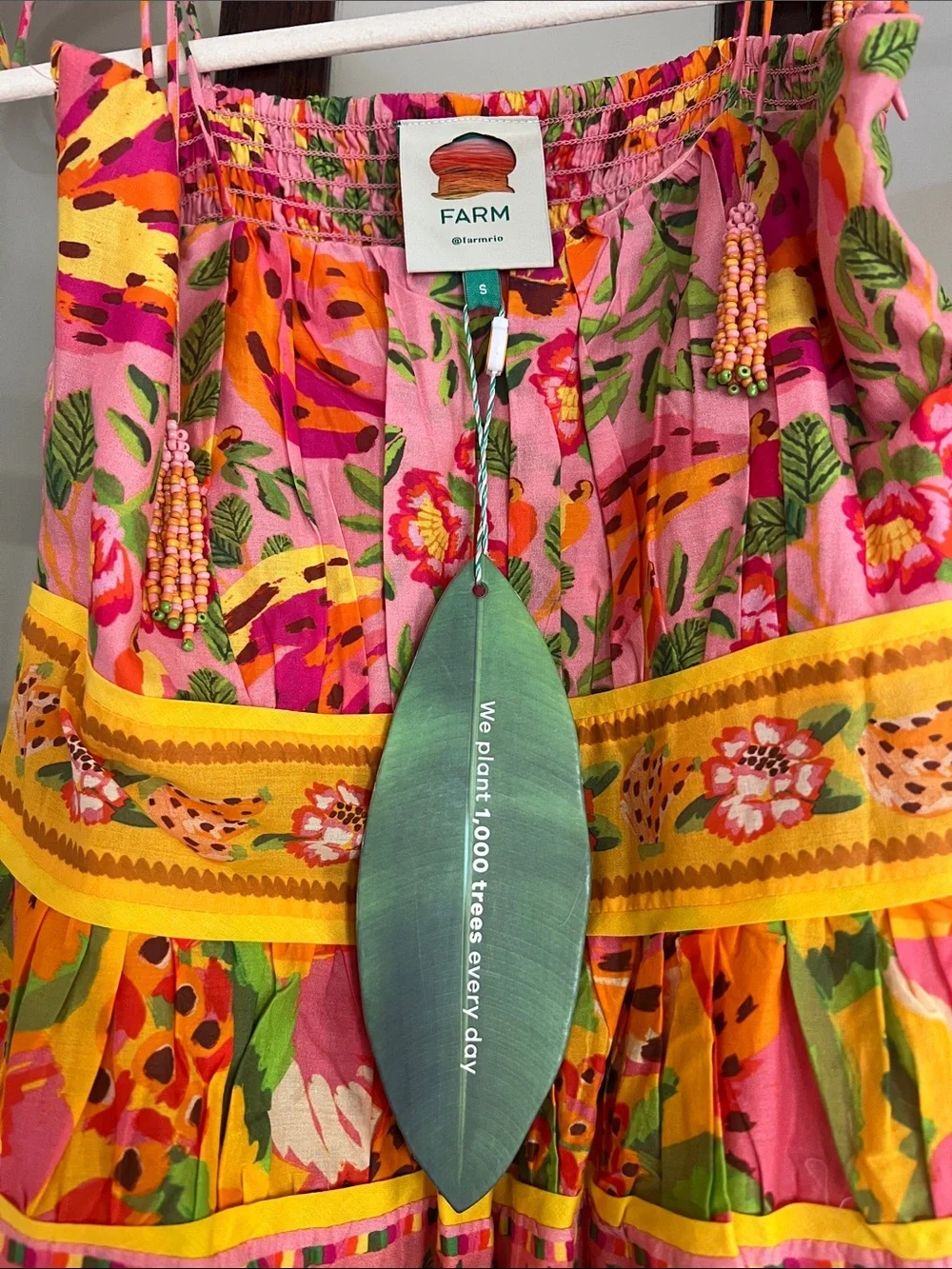 FARM Rio NWT! Pink & Yellow Floral Tiered Sundress - Picture 6 of 14